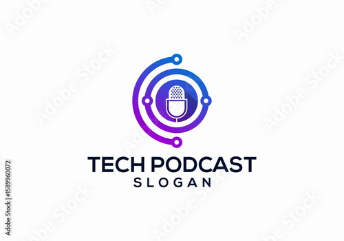 podcast technology logo icon vector
