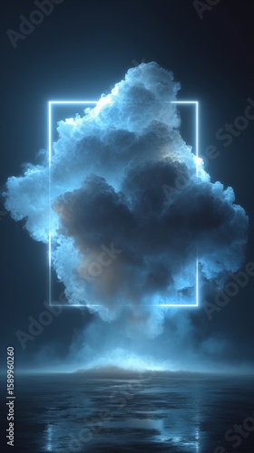 Mysterious Glowing Diamond Shape Amidst Dark Clouds in the Night Sky.