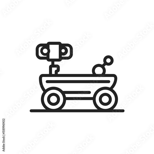 Mars rover icon in black line style, simple science and space exploration symbol
