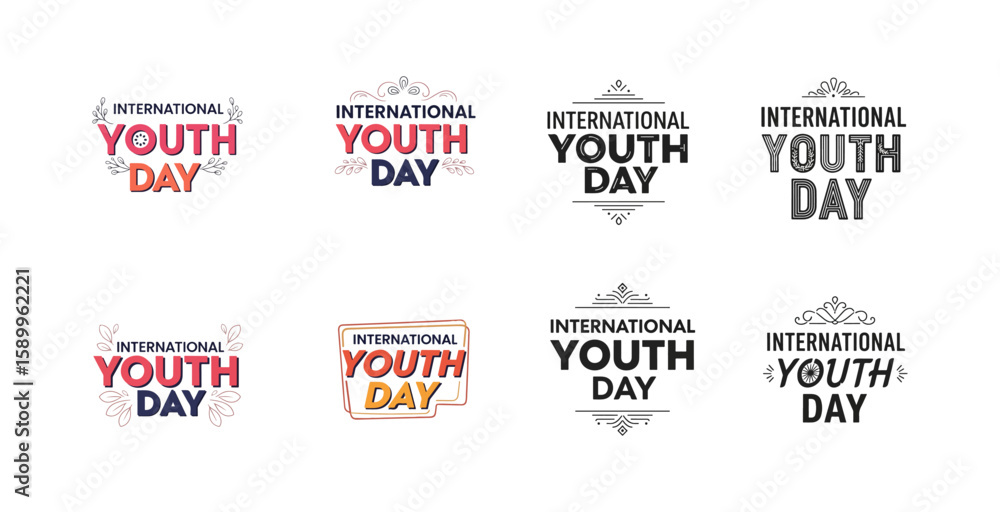 Fototapeta premium Happy Youth Day Typography – Artistic Calligraphy Illustration