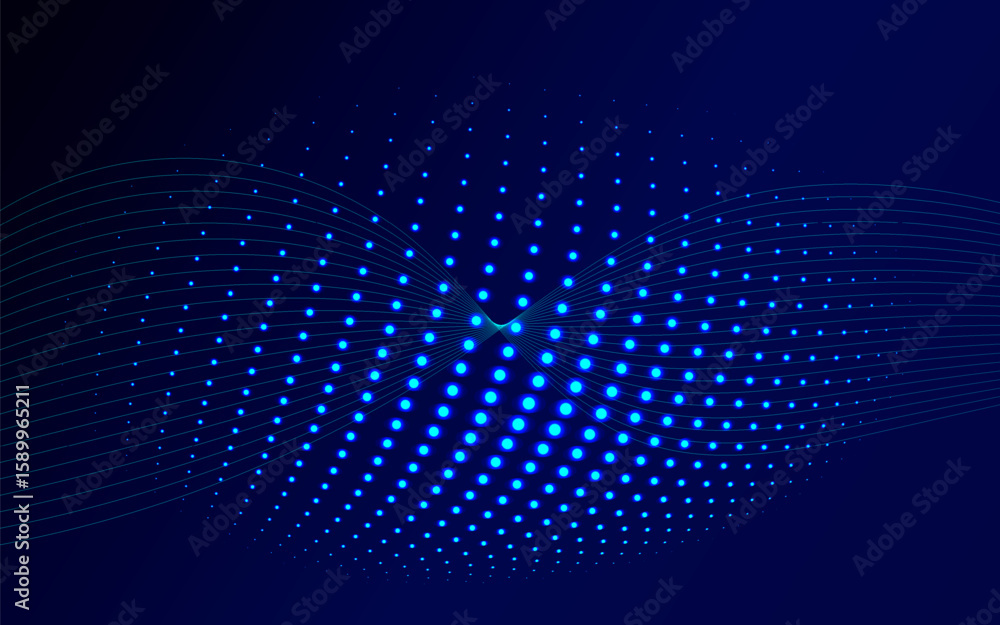 Obraz premium Abstract digital wave of particles. Futuristic point wave.
