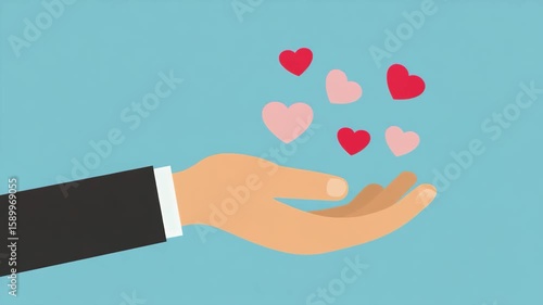 businessman give heart sign like health love flat design illustration animation video