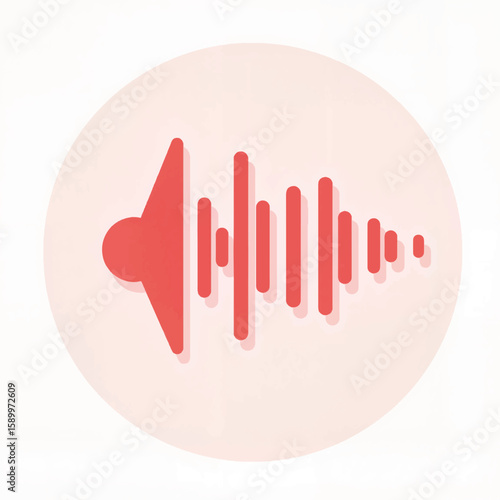 Sound wave icon with speaker symbol in minimal style  