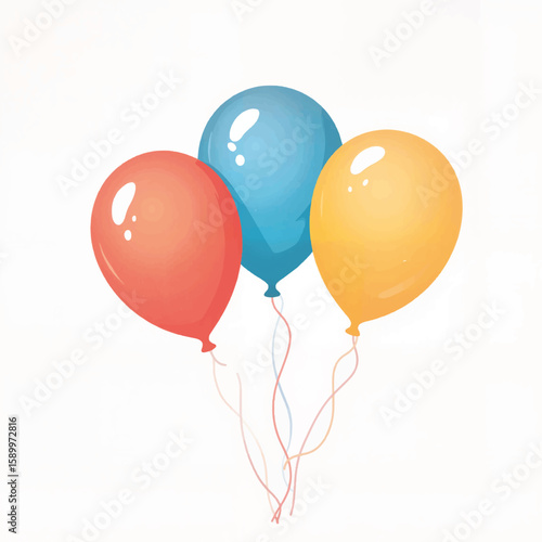 Colorful balloons in red, blue, and yellow floating together  