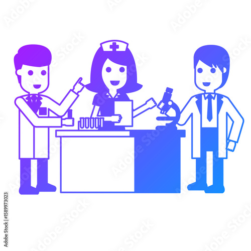 Illustration of Nurse getting lab results from Medical Technologist