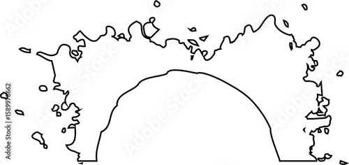 Small scattered ink form with fragmented strokes and subtle outline structure creating a faded splatter with semi radial composition.