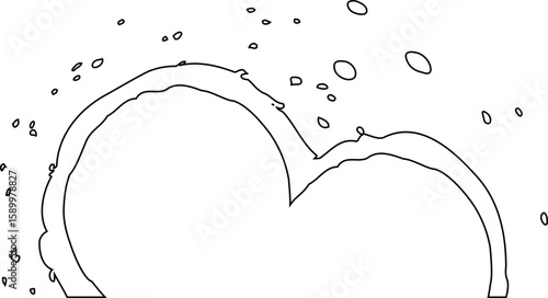 Uneven outline forming a flowing blob shape with random ink contours and radial imbalance from a hollow semi circle center.