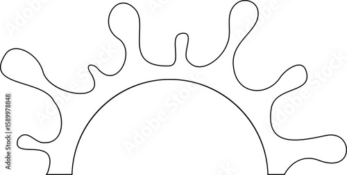 Explosive ink form with wide-reaching radial strokes extending from a hollow core in a half-circle shape filled with texture contours.