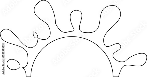 Ink blot with spiky extensions and uneven outline arranged in a semi circular radial smudge.