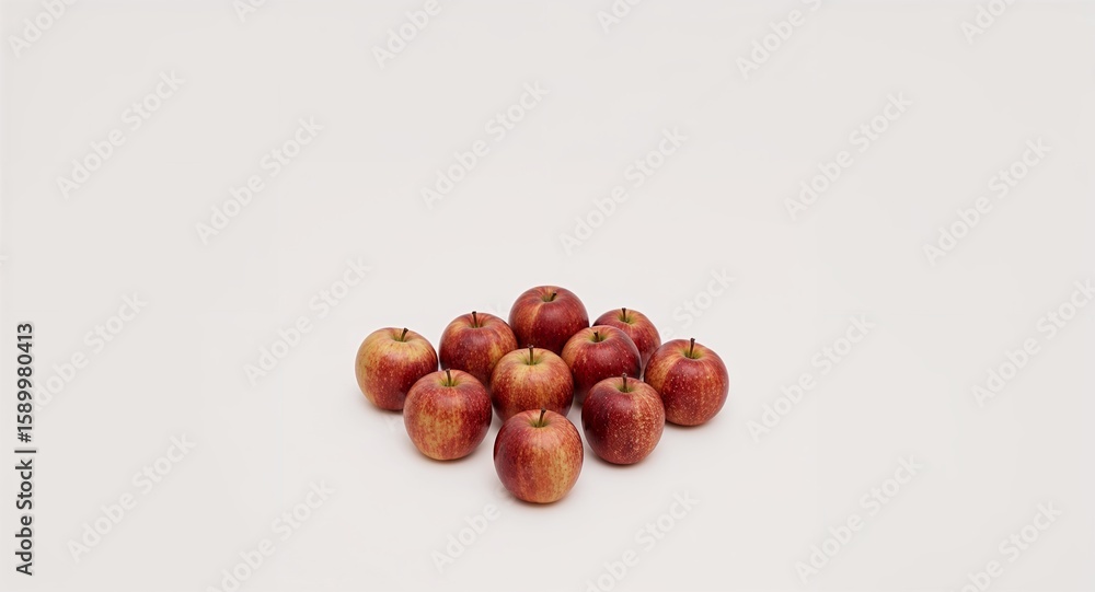 Obraz premium Fresh Red and Yellow Apples Clustered on a Clean White Background with Ample Copy Space