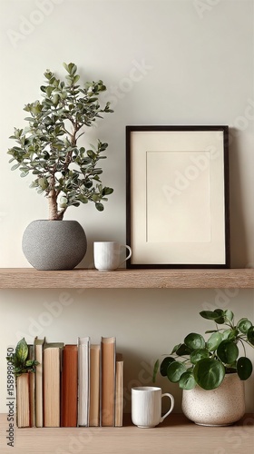 Decorative Shelf With Plants and Books in a Modern Living Space