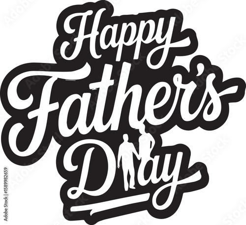 Happy Fathers Day silhouette vector Illustration
