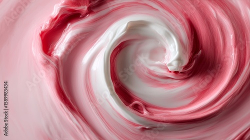 Creamy Swirl of Pink and White Mixture in a Bowl Showcasing Culinary Artistry.