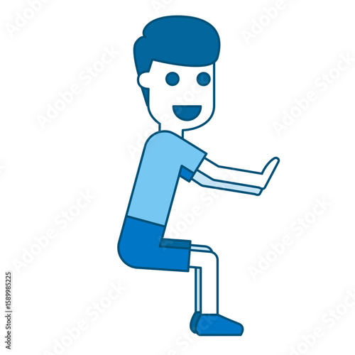 Illustration of Man Doing Squat Pose