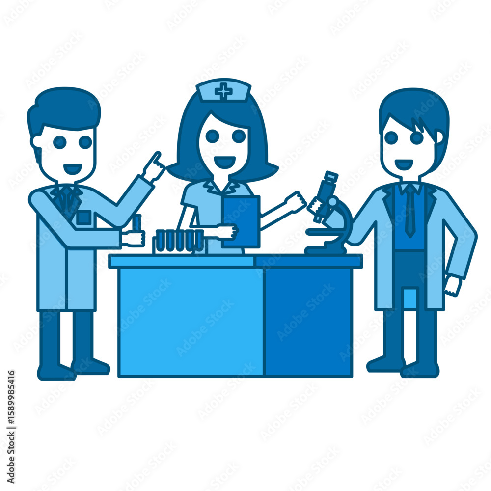 Fototapeta premium Illustration of Nurse getting lab results from Medical Technologist