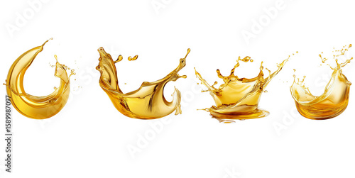 Set of golden oil splashes, cut out Png On Transparent Background.