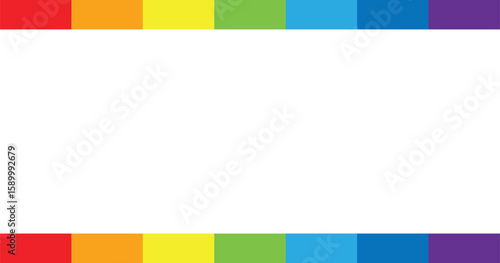 Simple striped line border frame rainbow background design.