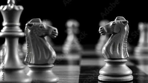 Close-up of a chess knight piece.