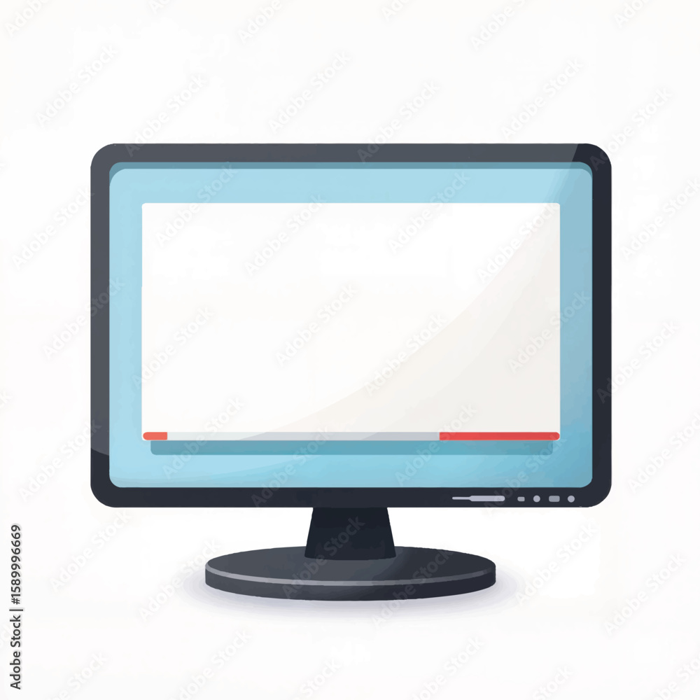 Desktop computer monitor with blank screen on white background Desktop computer monitor with blank screen on white background
