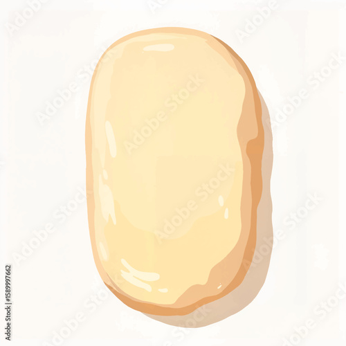 Beige soap bar with glossy surface on white background  
