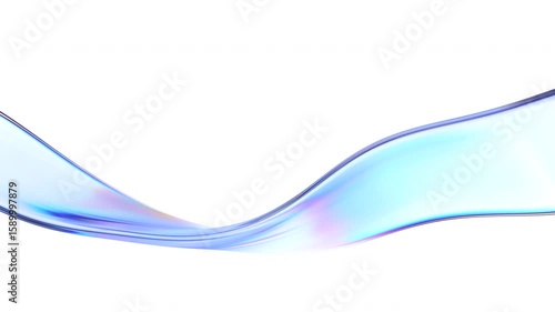 Abstract animation, background design with glass wave, 4k looping video, 3d render