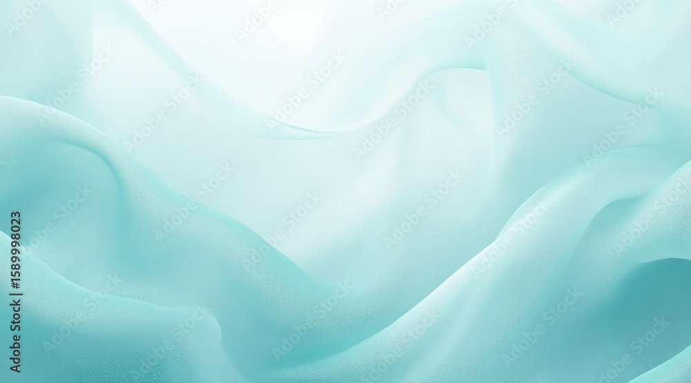 Obraz premium Soft flowing aqua chiffon fabric draped gracefully isolated on white background