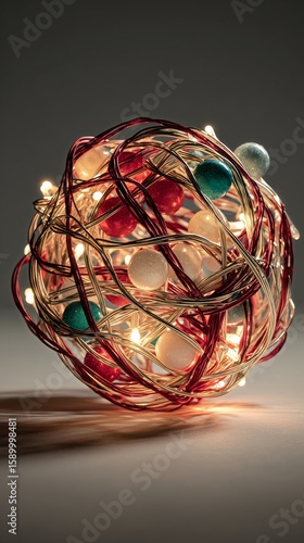 Decorative Wire Orb With Colorful Lights Creates a Warm Ambiance at a Cozy In...