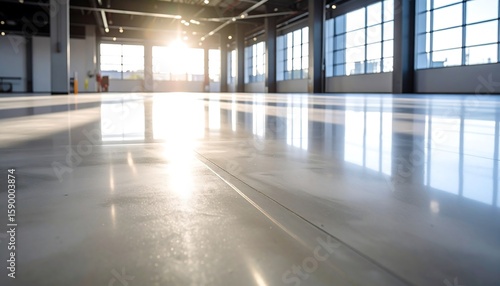 Wallpaper Mural Empty warehouse with polished concrete floor. Sunlight streams through windows Torontodigital.ca