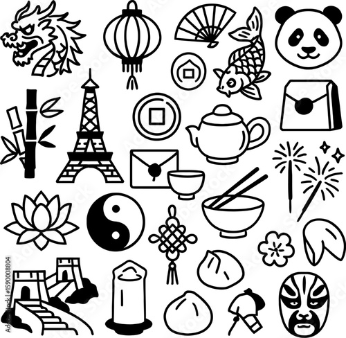 set of icons of china