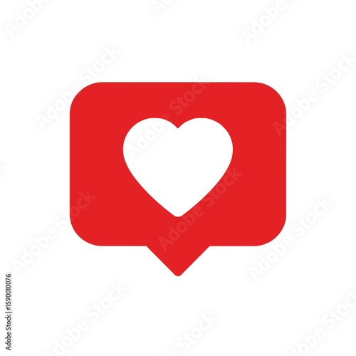 Free Download Vector art of a red speech bubble containing a white heart icon, symbolizing a like or positive social media notification - GFXLoad