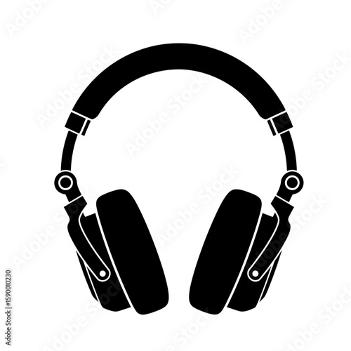 Vector art of a black silhouette of a pair of headphones, symbolizing audio and music