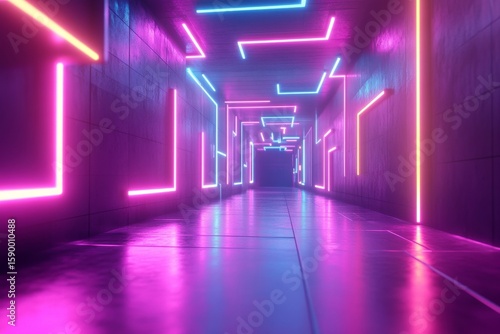 Vibrant Abstract Digital Design With Colorful Glowing Squares and Lines.