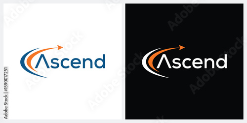 ascend typography text logo design vector template
