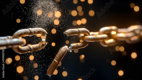 Golden chain breaking, sparks flying