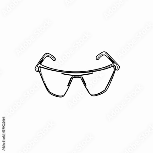 High-tech visor-style glasses outline design for ultra-minimalist eyewear concept
