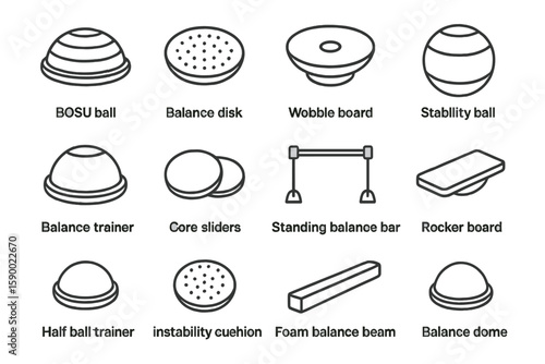 Various balance tools for exercise and stability training