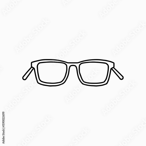 Square eyeglass frame, minimalistic design, bold geometry, on white background