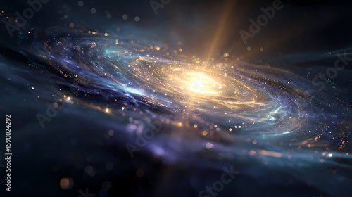 Warped cosmic structure in deep space with glowing energy waves, representing gravitational distortions, space-time curvature, and cosmic phenomena in a mysterious celestial environment. warped