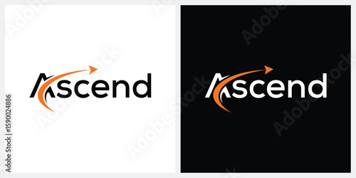 ascend typography text logo design, swoosh vector template