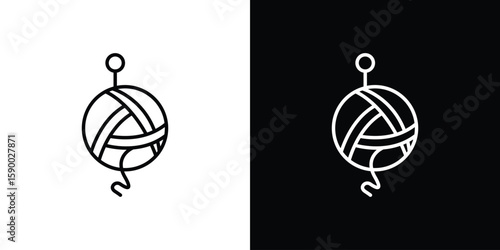 Wool ball icon black vector concept - stock vector.