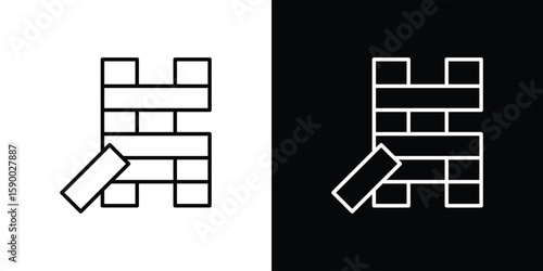 Wooden block icon black vector concept - stock vector.