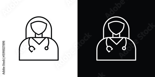Woman Doctor icon black vector concept - stock vector.