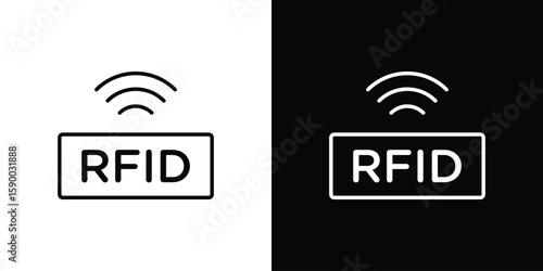 RFID icon black vector concept - stock vector.