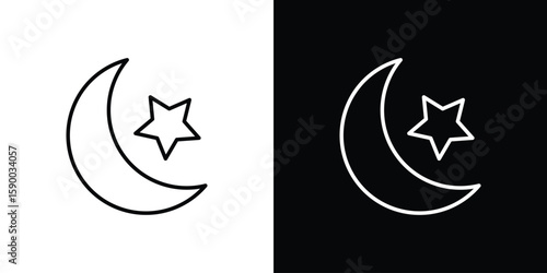 Moon and star icon black vector concept - stock vector.