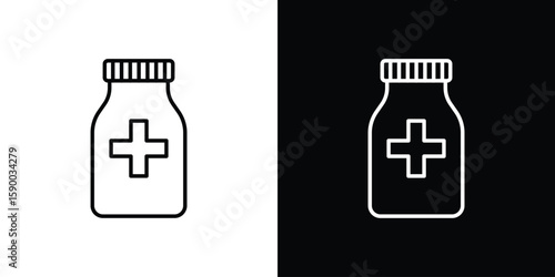 Medicine bottle icon black vector concept - stock vector.