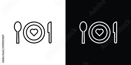 Love Plate icon black vector concept - stock vector.