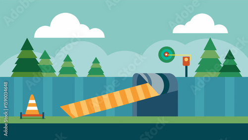 A timelapse illustration capturing the completion of the sound barrier installation from digging the first hole to standing back and admiring the. Vector illustration