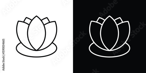 Lotus flower icon black vector concept - stock vector.
