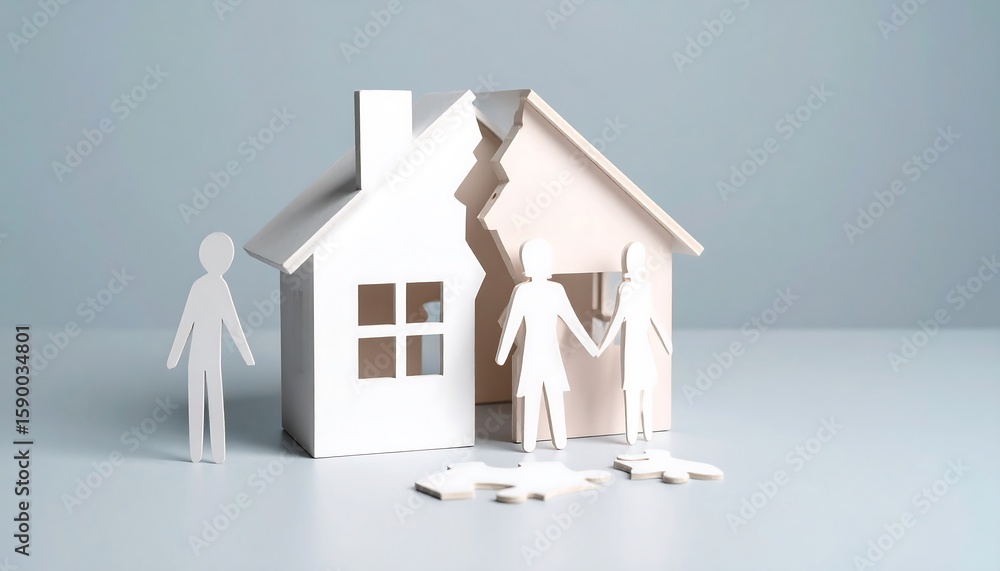 custom made wallpaper toronto digitalTwo separated model houses, symbolic of a broken relationship