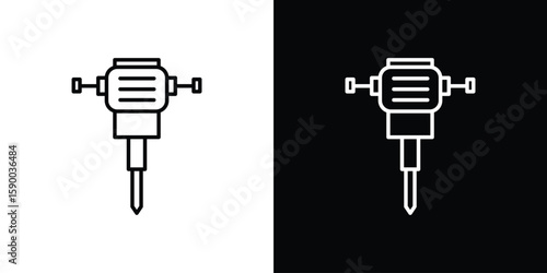 Hydraulic breaker icon black vector concept - stock vector.